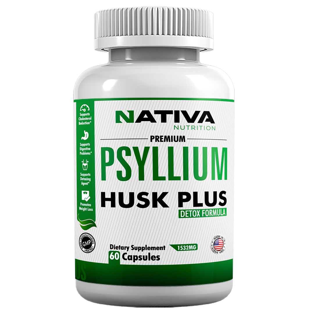 Nativa Nutrition Psyllium Husk Capsules, 1500 mg, 60 Capsules