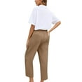 thumbnail image 5 of Nmnitkp Linen Pants Women Fashion 2026 Casual Lightweight Drawstring Elastic Waist Pants with Pockets Brown,L, 5 of 8