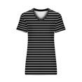 thumbnail image 5 of Scyoekwg Womens Casual Short Sleeve Blouses V Neck Tshirt Loose Stripe Print Trendy Lightweight Blouses (Black,XL), 5 of 6