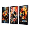 thumbnail image 3 of Designart "Retro Disc Popart Dreams III" Music Framed Wall Art Set Of 3 - Multi-Color Vinyl Records Frame Canvas Set For Living Room Decor, 3 of 7
