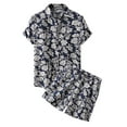 thumbnail image 1 of Conjunto casual de blusa y pantalones de playa de manga corta con estampado de botones para hombre Pompotops  oipoqjl51428, 1 of 9