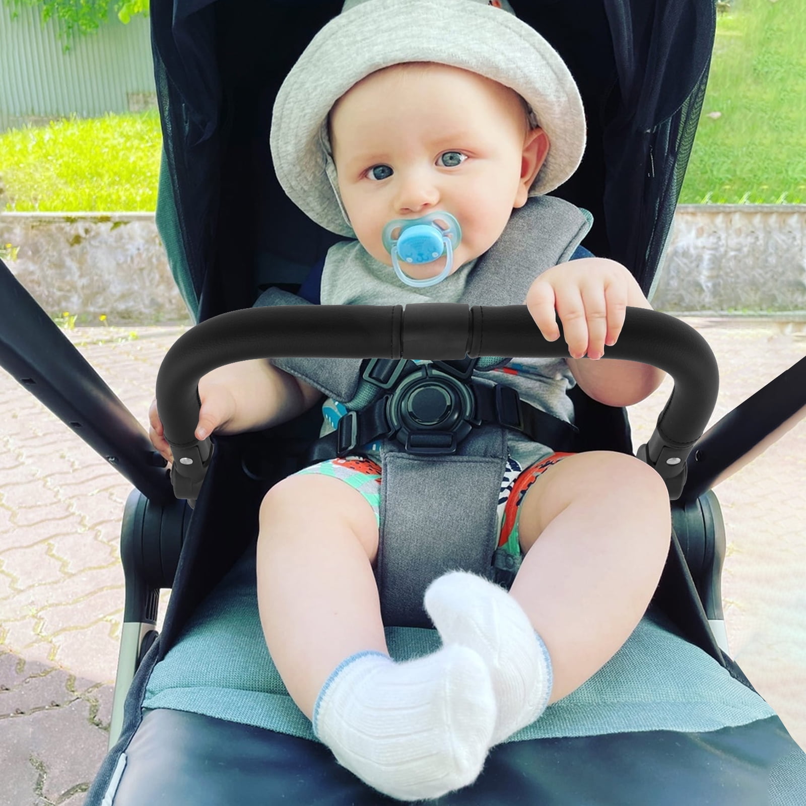 Stroller Bumper Bar Angle Adjustable Armrest Stroller Handle Multifunctional Stroller Bumper Handle Removable Stroller Crossbar for Baby Stroller