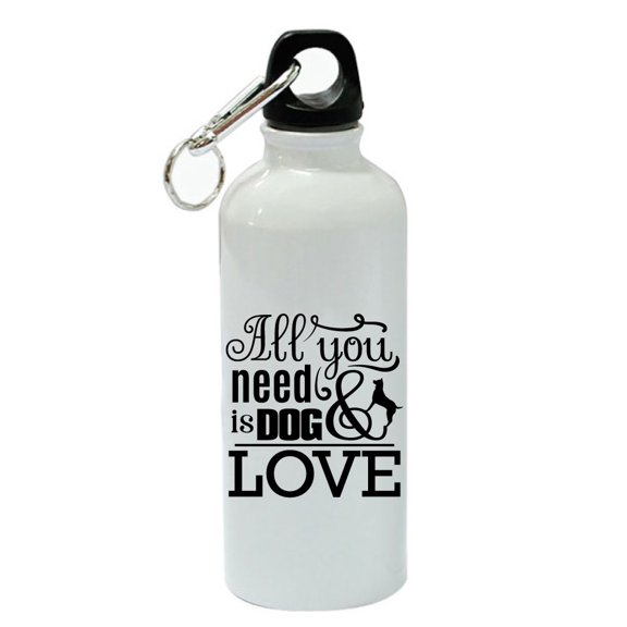 All You Need is Dog & Love White Aluminum Sports 20 oz Water Bottle