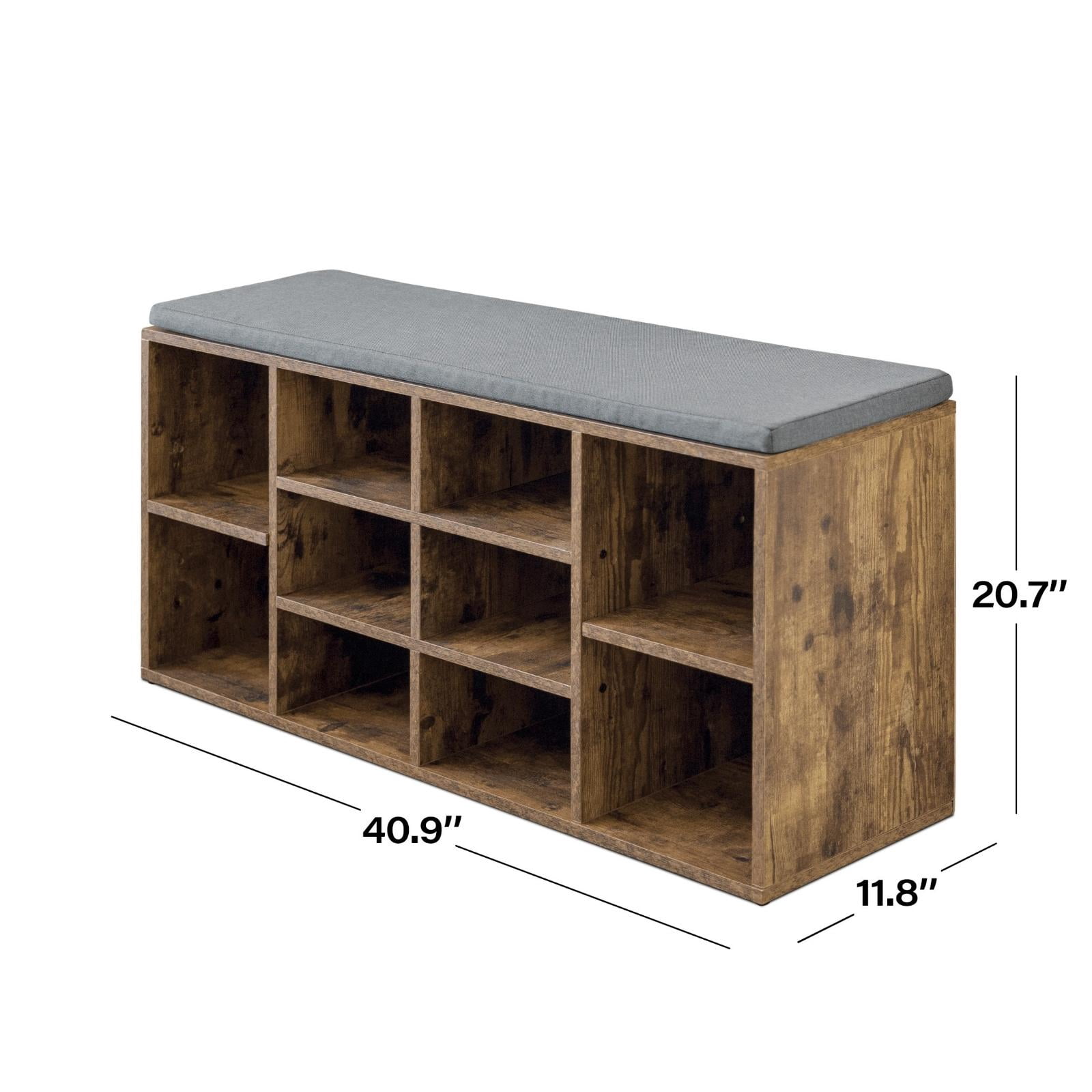 NiamVelo 3-Tier Shoe Bench Shoe Rack with 10 Compartments for Living Room, Brown
