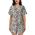 thumbnail image 1 of Balery Heart Leopard Conjunto de Pijama para Mujer con Estampado, Dos Piezas de Manga Corta y Shorts, Ropa de Dormir Suave con Cuello Redondo y Bolsillos-Small, 1 of 6
