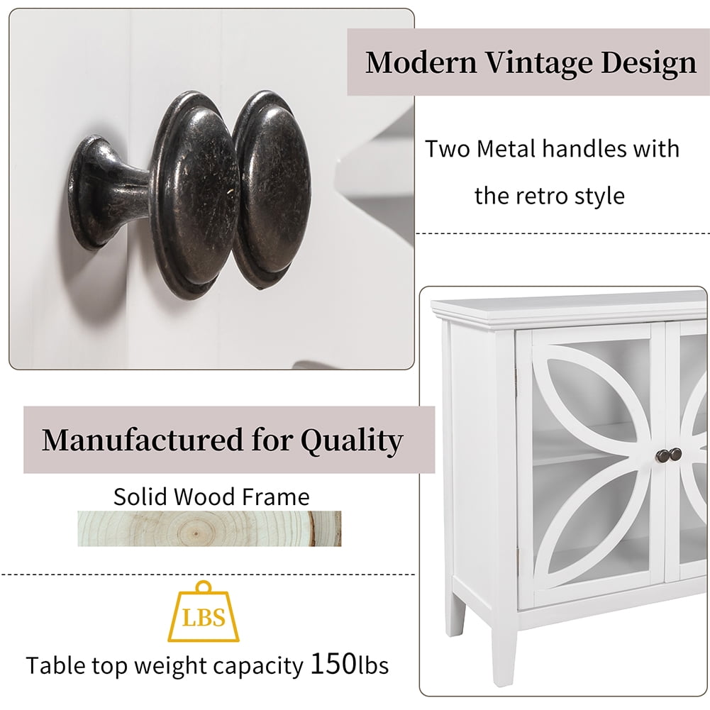 Private Jungle Accent Storage Cabinet Wooden Cabinet with Decorative transparent Door,Modern Sideboard for Entryway, Living Room,32 Inch,White Private Jungle Accent Storage Cabinet Wooden Cabinet with Decorative transparent Door,Modern Sideboard for Entryway, Living Room,32 Inch,White