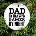 thumbnail image 2 of DistinctInk Hanging Ceramic Christmass Tree Ornament with Gold String - Great Gift / Present - 2 3/4 inch diameter - Dad By Day Gamer By Night, 2 of 2