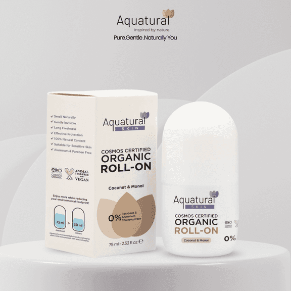 Aquatural Organic Roll-on Deodorant, Coconut & Monoi, 2.53 fl oz