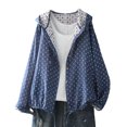 thumbnail image 2 of Joernso Women Spring Autumn Coat Hooded Drawstring Hem Long Sleeve Printing Loose Zipper Closure Jacket with Pockets Daily Wear Commuting Outerwear, 2 of 8