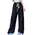 thumbnail image 4 of Yuwull Cargo Pants Y2K Women Wide Leg Joggers Hippie Streetwear Loose Baggy Trousers Pants For Women, 4 of 4