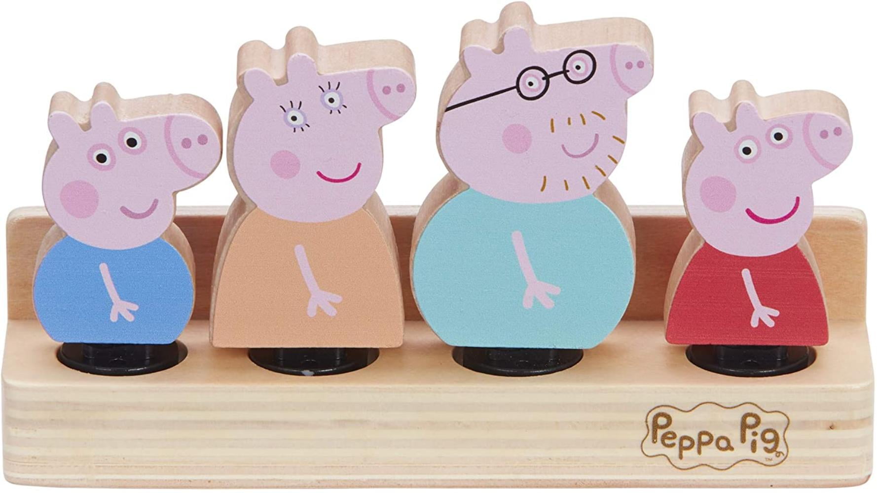 Peppa Pig 07207 Wooden Family Figures Family Pack Of 4 Wooden Figures Including Mummy Pig Daddy Pig Peppa Pig George Pig By Visit The Peppa Pig Store Walmart Com