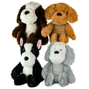 Giftable World Plush Pet 13" Dogs with Squeaker and Corduroy Belly 4 Piece Assortment
