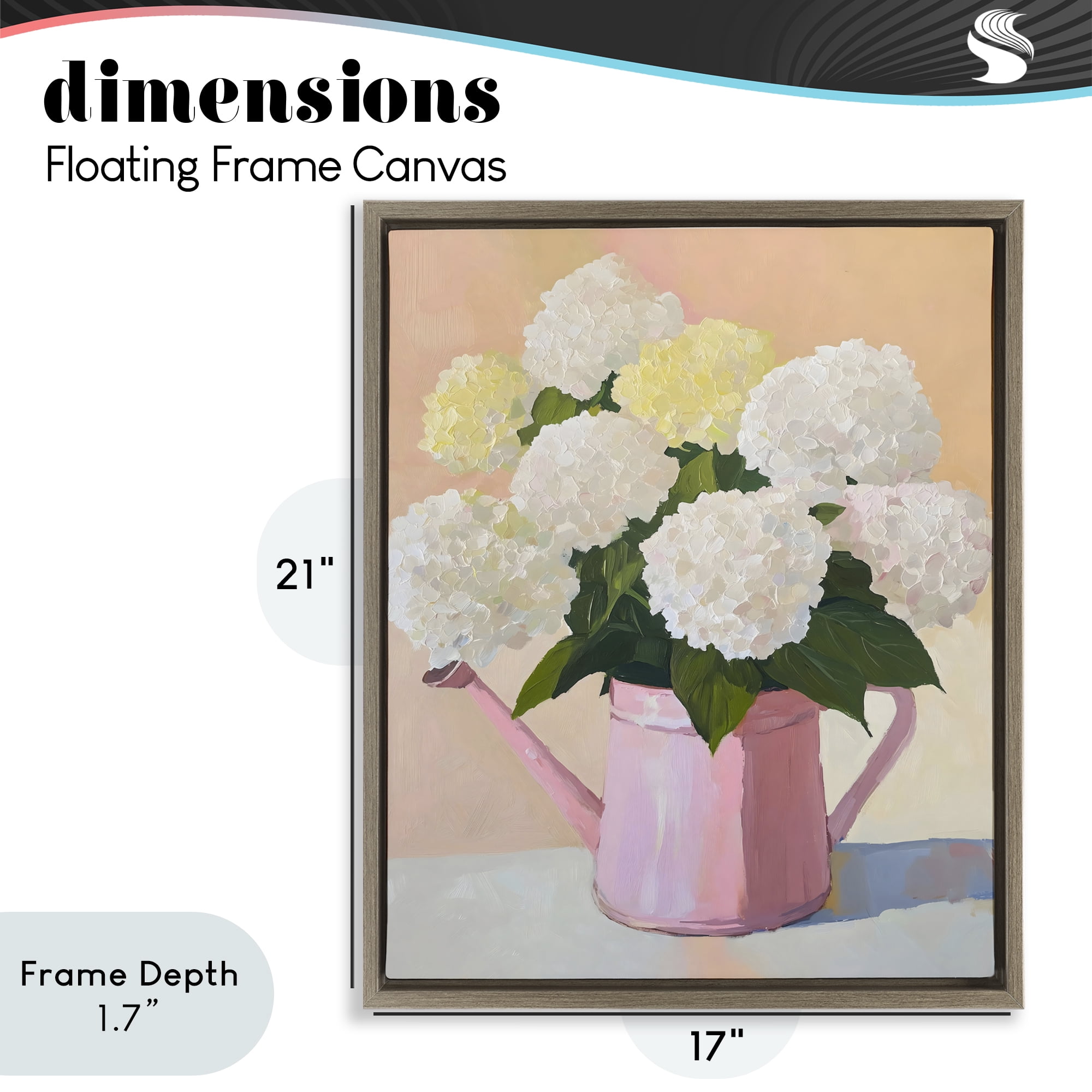 Stupell Industries Hydrangeas in Watering Can Brown Framed Floater Canvas Wall Art, design by The Prints Vibe