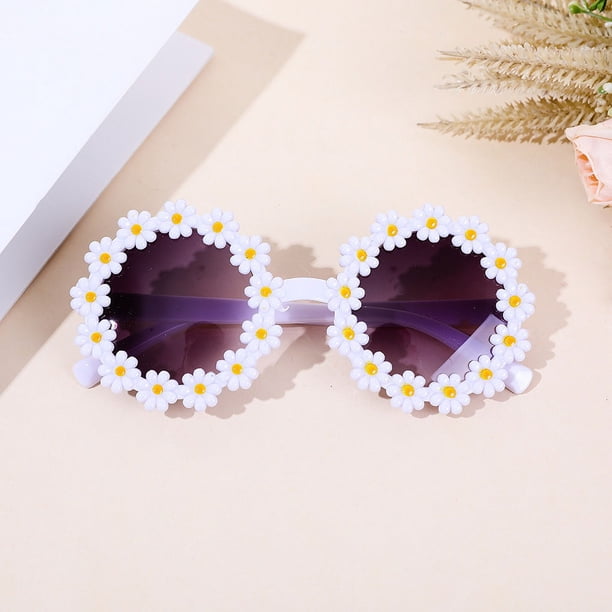 Gafas de sol para niños Gafas de sol lindas con flores para niñas Gafas de sol para viajes junto al mar Gafas de sol lindas con margaritas para niñas de 1 a 6 años