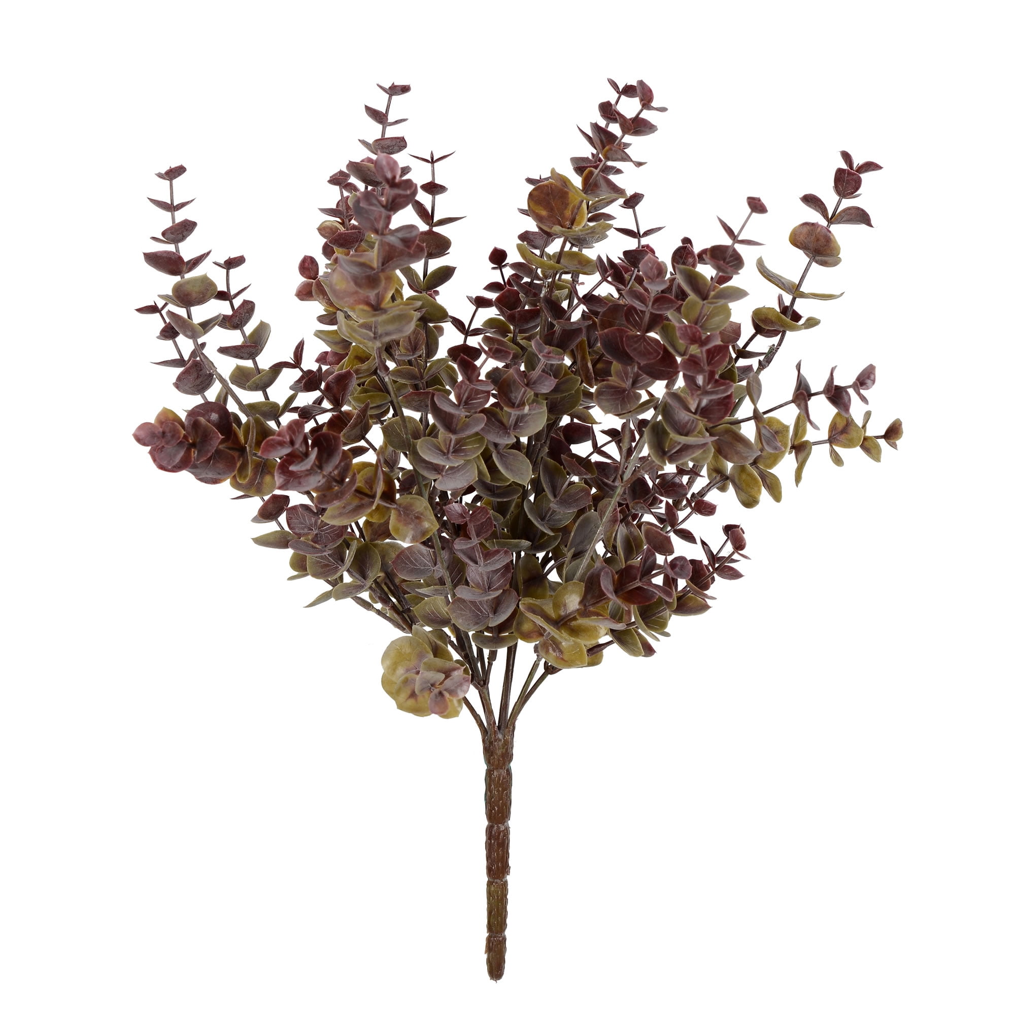 Vickerman 14' Artificial Green and Red Mini Jade Leaf Bush Pick. UV Coated, Set of 3