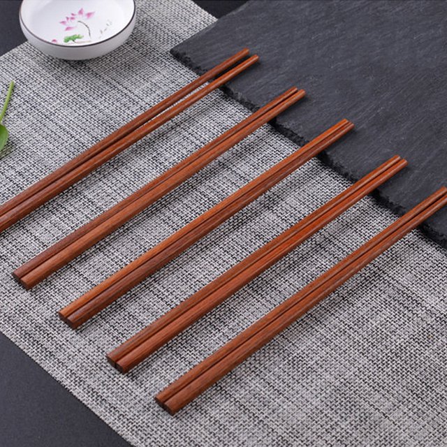 5pairs of Red Sandalwood Chopsticks - No Paint, No Wax, Log Color - Healthy Tableware for Chinese Food