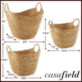 Casafield Set of 3 Boat Baskets with Handles, Woven Water Hyacinth