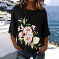 thumbnail image 2 of DeHolifer Women's Tops 3/4 Sleeve Floral Printed Crewneck Casual Loose Lightweight Tee T-Shirts Black L, 2 of 6