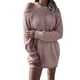 thumbnail image 1 of Vestido de suéter de manga larga con hombros descubiertos para mujer, elegante, suelto, informal, color puro, vestido de punto con cuello redondo, Rosa M, 1 of 6