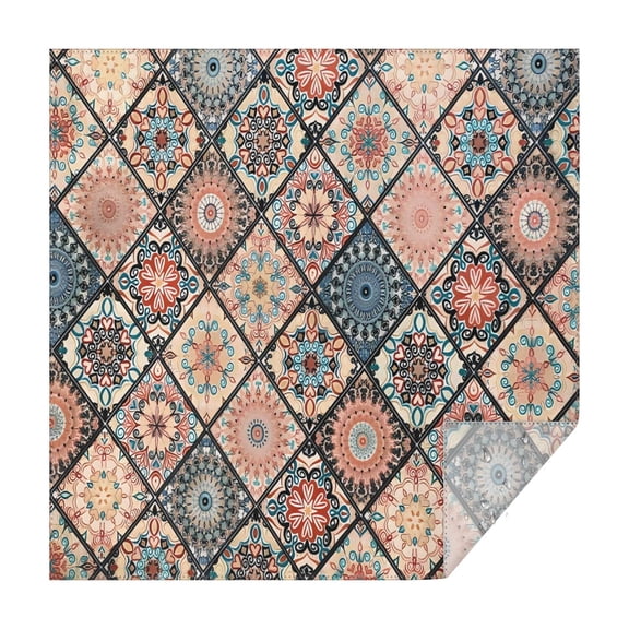 Multicolor Ethnic Mandala Pattern Square Tablecloth,Waterproof Square Table Cover,Wipeable Spillproof Washable Table Cover for Home Kitchen Party Decor 42"X42"(107x107cm)