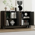 thumbnail image 2 of Accent Cabinet with 4 Doors, Modern Storage Cabinet Furniture, Wood Buffet Sideboard with Adjustable Shelves and Gold Handles, TUANLUO Accent Cabinet for Kitchen Living Room Entryway Hallway, Taupe, 2 of 10