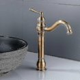 thumbnail image 4 of Antique Brass Bathroom Faucet - Tall 360 Degree Swivel Sink Faucet, Vintage Basin Faucet with Single Lever Handle, Elevated Bathroom Faucet Spout, 4 of 5