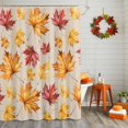 thumbnail image 2 of Fall Orange Maple Leaf Watercolor Shower Curtain for Bathroom, Retro Linen Waterproof Shower Curtains Washable Quick Dry with Hooks Bathtub Curtains 60x72 IN, 2 of 6