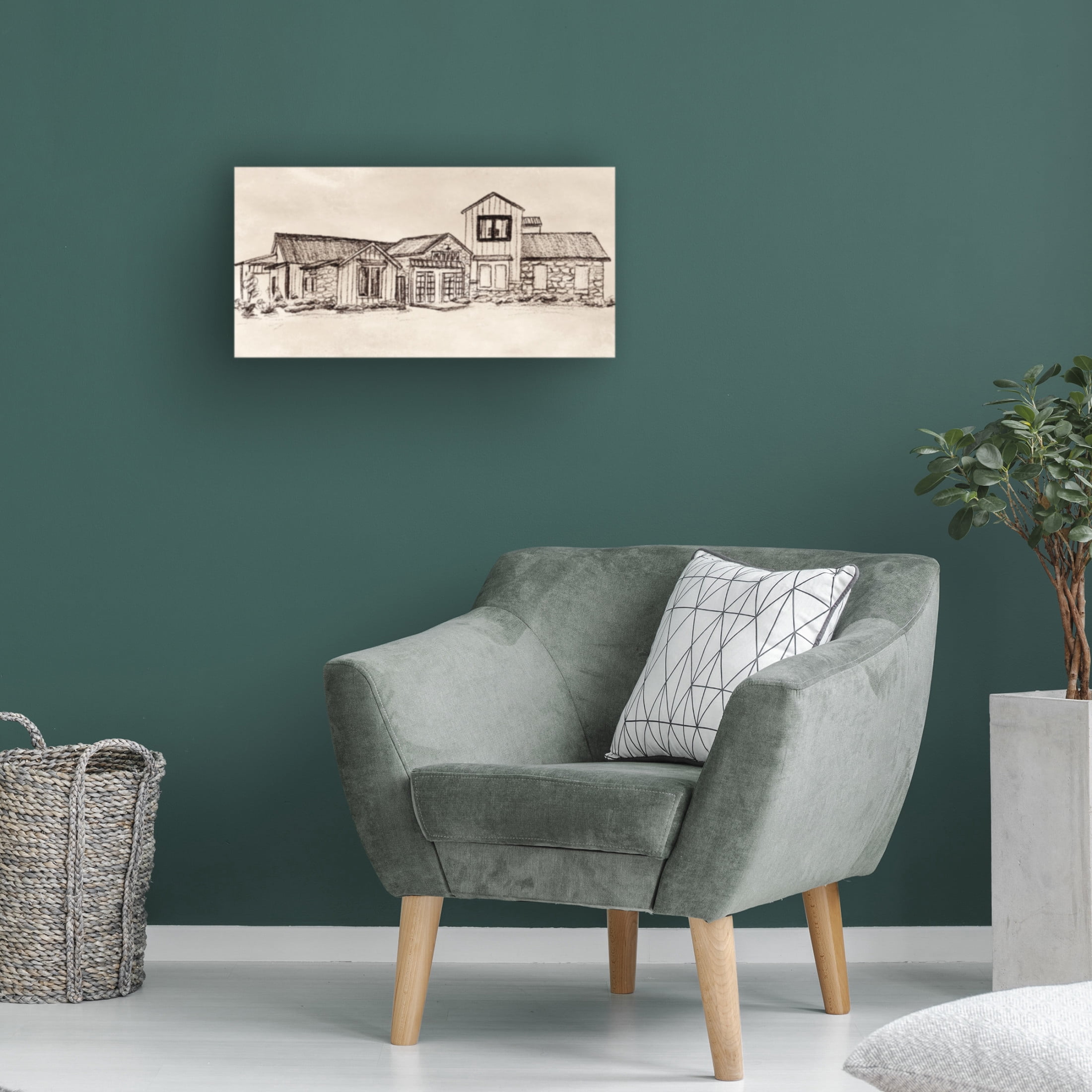 Canvas Wall Art - Melissa Wang 'Village at Sunset II' Wall Art for Living Room, Bedroom, or Office Décor by Trademark Fine Art - 32 x 16 Inches