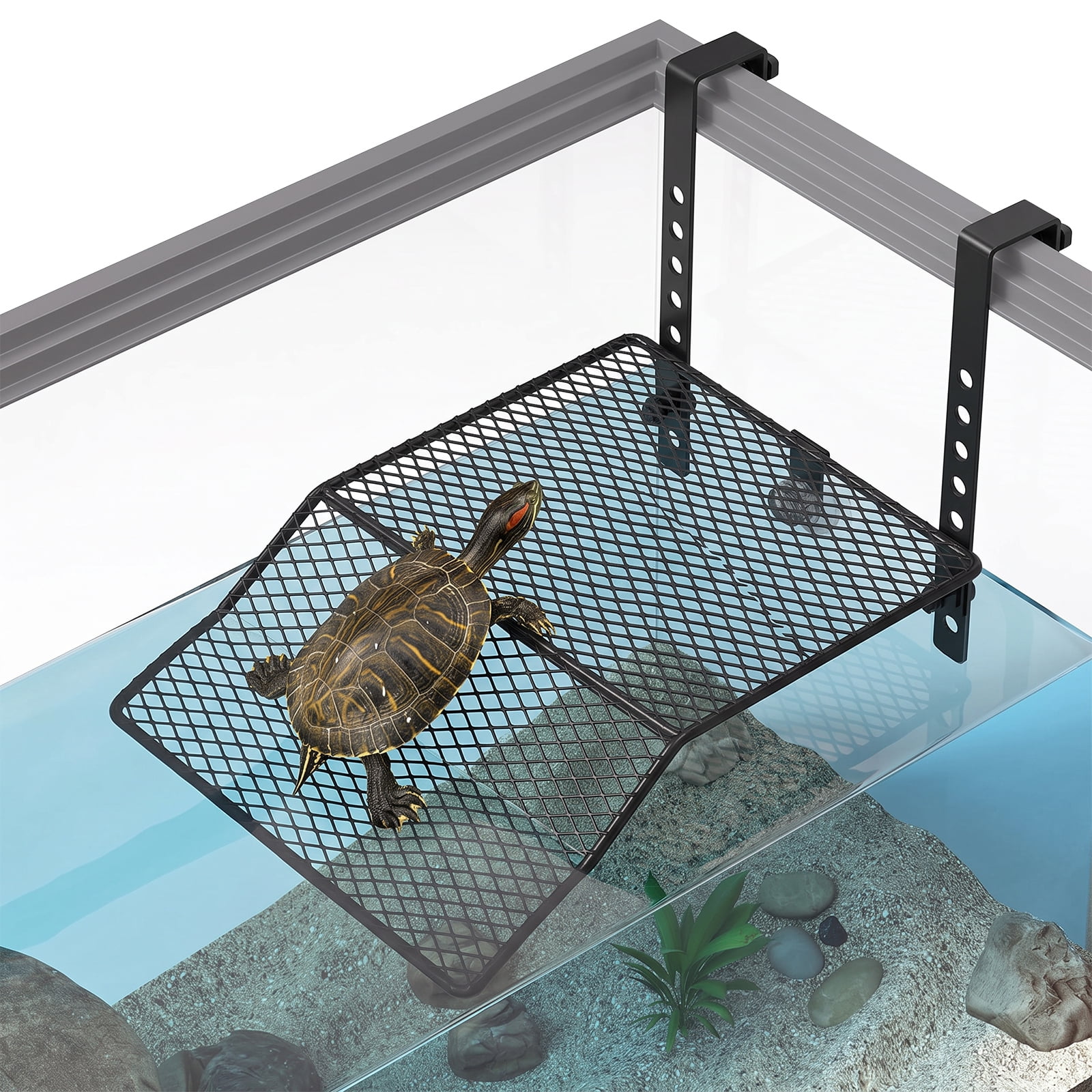 Turtle Basking Platform, Heavy Duty Aluminum Alloy Adjustable Hanging Dock for Turtles, Frogs and Reptiles