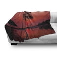 thumbnail image 3 of Sunrise Soft Flannel Fleece Throw Blanket, Silhouette of Misty Twilight Sky with Tree and Nature Reflections Exotic Image, Cozy Plush for Indoor and Outdoor Use, 60" x 80", Black Ruby, by Ambesonne, 3 of 6