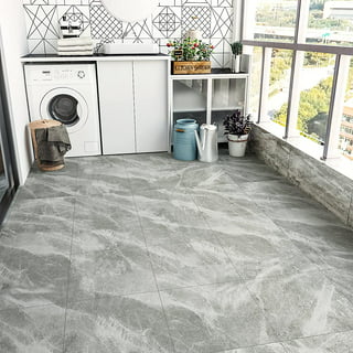 LaCheery 36x6 18 Tiles Grey White Vinyl Flooring Peel and Stick Faux Wood  Flooring Planks Textured Laminate Flooring Tiles Removable Kitchen Flooring  Stick on Flooring for RV Laundry Living Room 
