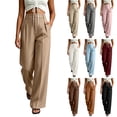 thumbnail image 2 of Dressy Pants For Womens Liweisiy High Waist Solid Color Straight Leg Loose Trousers Business Casual Work Trendy Pants Light Blue S, 2 of 2