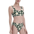 thumbnail image 2 of Daiia White Daisies and Bee printed 2 piece Swimsuit Bikinis for Women High Waisted Racerback Bathing Suits Summer Tummy Control Scoop Neck Swimwear-Medium, 2 of 8