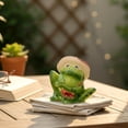 thumbnail image 4 of STPgoods Clara the Frog Handmade Ceramic Figurine 2.4x2.8" (6x7 cm) Hand-Painted Sculpture Home Decor Tabletop Ceramic Frog, Green and Red, 4 of 6