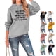 thumbnail image 5 of Sudadera con capucha Manga larga Cordón Suelto Cómodo Diseño de patrón de letras Poliéster Sudadera de mujer para uso diario Gris claro (letras negras) XL, 5 of 6
