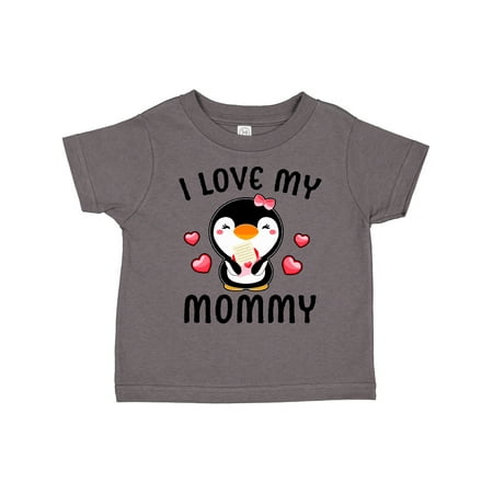 

Inktastic I Love My Mommy with Cute Penguin and Hearts Gift Toddler Toddler Girl T-Shirt