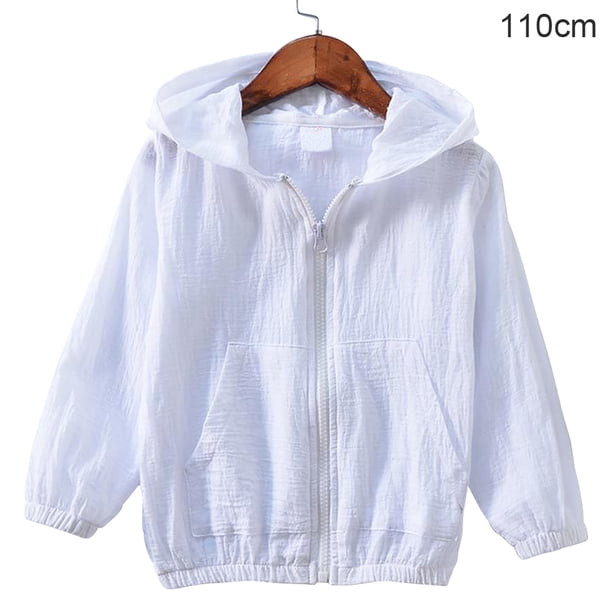 Abrigo para niños Chaqueta con capucha de algodón con protección solar para bebé niña niño, blanco, 110 cm kenally AP001415-17