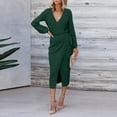 thumbnail image 2 of Sngxgn Women Square Neck Lantern Long Sleeve Ruched Mini Dress(Green,M), 2 of 7