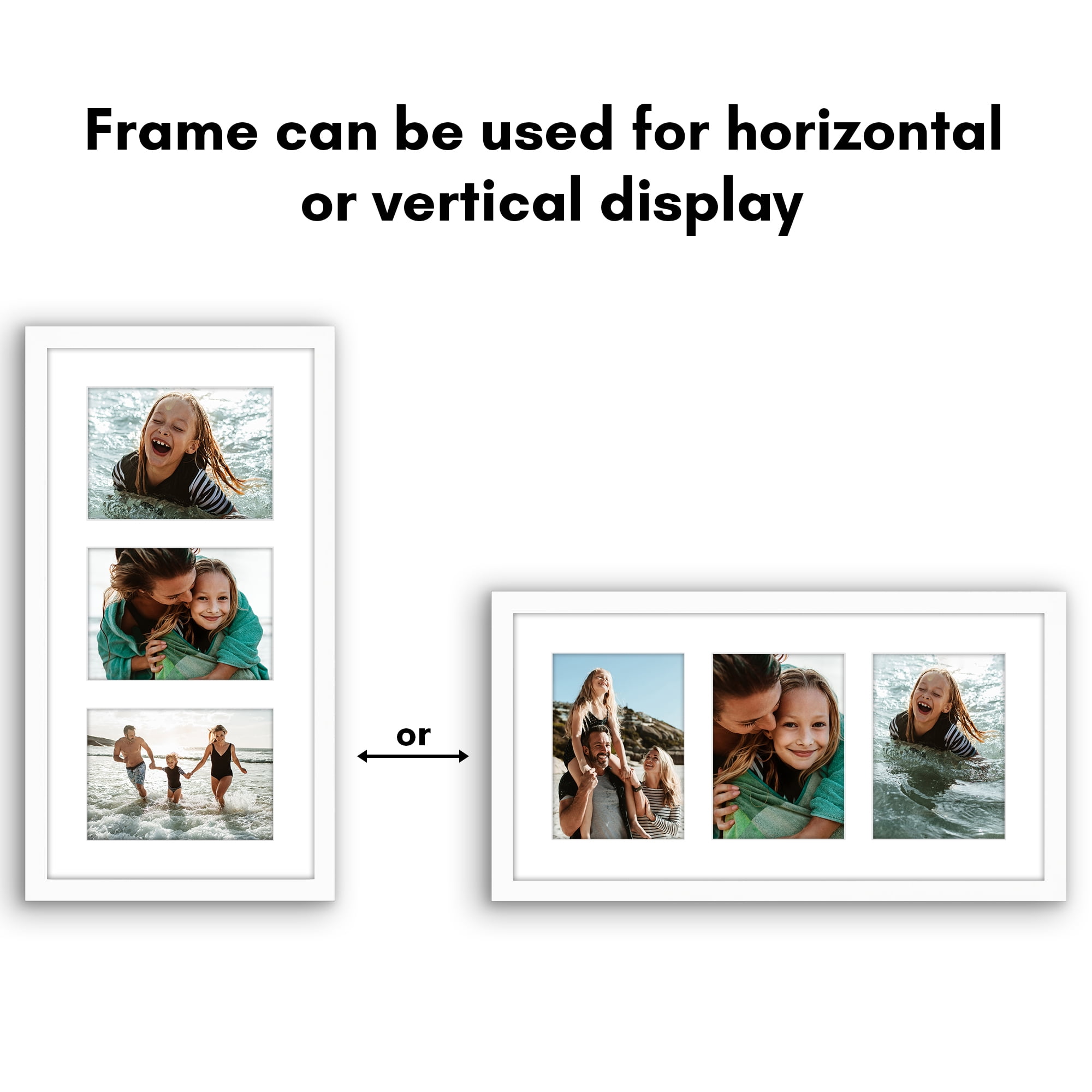 Americanflat 5x7 Picture Frame with Polished Plexiglass Collage Fits 3 Use as One 10x20 Signature - White