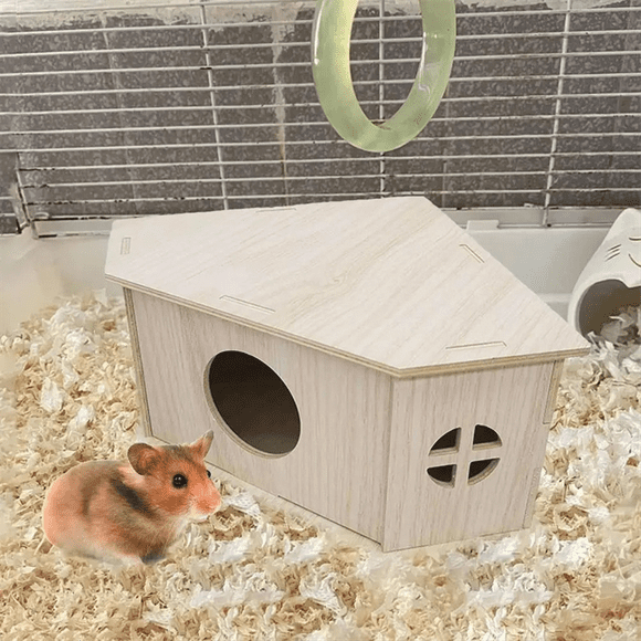 Hedgehog House Small Animal Habitat Wooden Hide Hut Playground Small Animal Habitat Sturdy Natural Pet Supplies