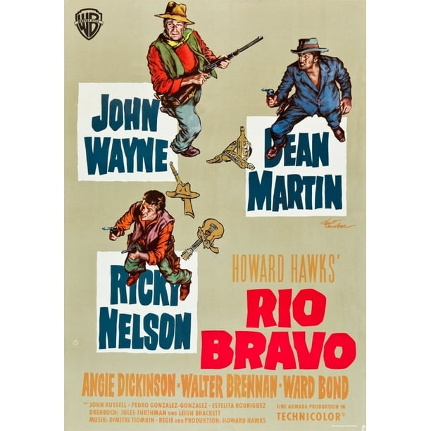 Rio Bravo Clockwise John Wayne Dean Martin Ricky Nelson On German Poster Art 1959 Movie Poster Masterprint 24 X 36 Walmart Com
