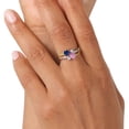 thumbnail image 5 of Gem Stone King 925 Silver and 10K Yellow Gold Blue Created Sapphire and Pink Moissanite and White Lab Grown Diamond Ring for Women (1.02 Cttw, September Birthstone, Heart Shape 5MM, Size 8), 5 of 5
