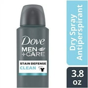 Dove Men+Care Stain Defense Dry Spray Antiperspirant Deodorant, Clean, 3.8 oz, 3 Pack, Male