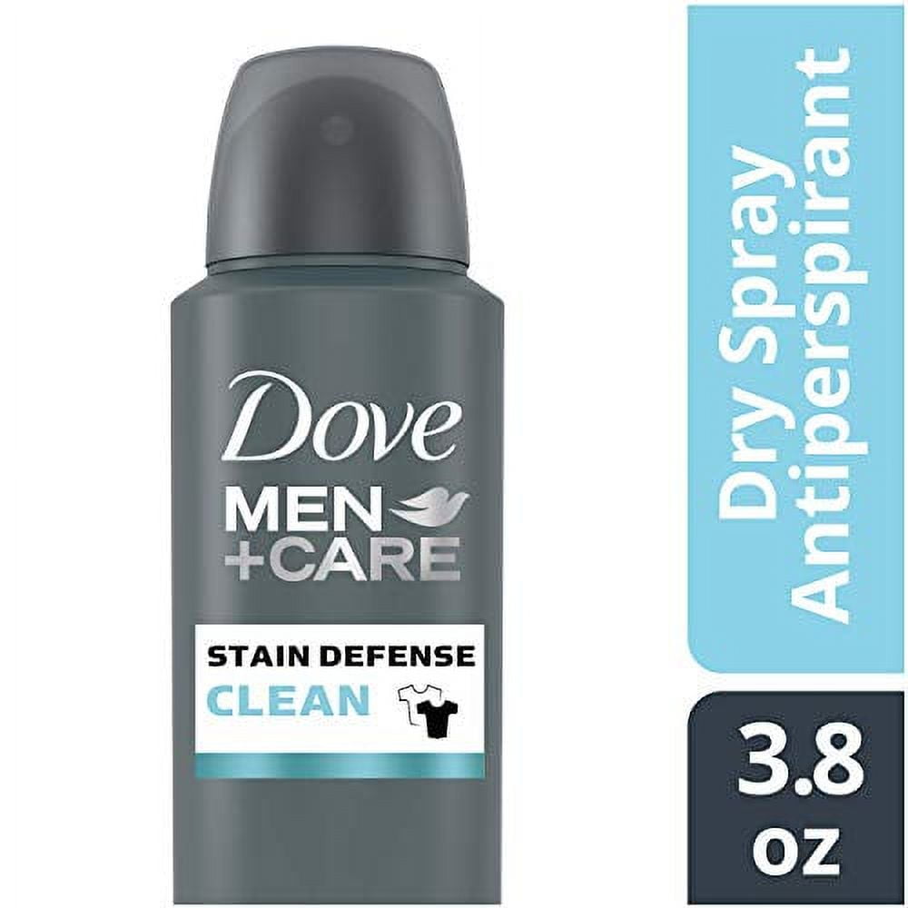 Dove Men+Care Stain Defense Dry Spray Antiperspirant Deodorant, Clean, 3.8 oz