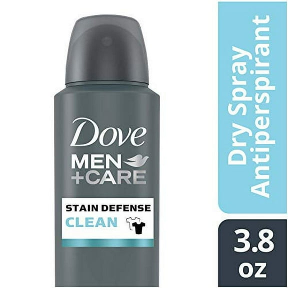 Dove Men Care Stain Defense Dry Spray Antiperspirant Deodorant, Clean, 3.8 oz, 2 Pack, Men