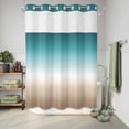thumbnail image 5 of No Hook Shower Curtain with Built-in Rings - Teal Green Khaki Retro Gradient Washable Waterproof Fabric Bathroom Curtains for Hotel,Rentals, 72 X 84 Inch Extra Long , Abstract Watercolor, 5 of 8