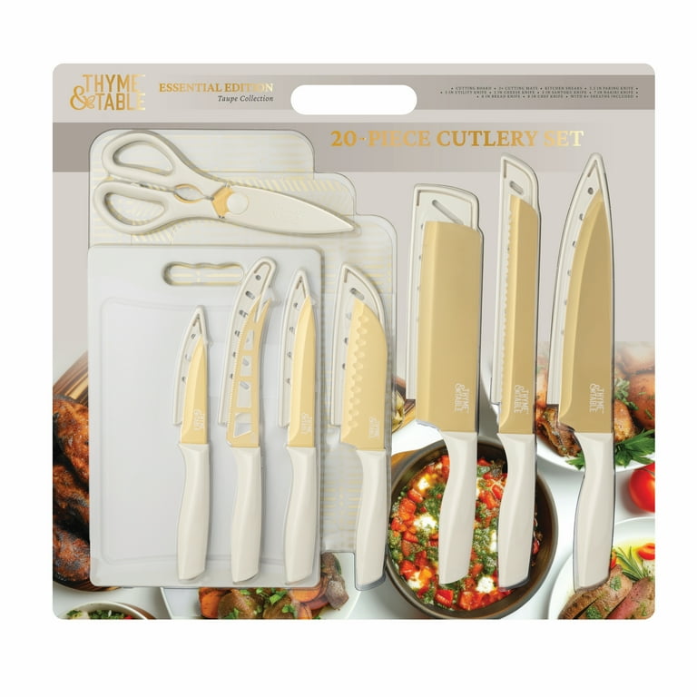 タイムセール　新品未使用✨ゴージャス✨金彩ディナーセット20ピース　P＆Sおまけ Thyme & Table 20 Piece Stainless Steel Gold Knife and Cutting
