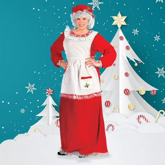 Fun World Red and White Plush Mrs. Santa Claus Women Adult Christmas Costume - Plus Size