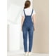 thumbnail image 4 of INSPIRE CHIC Peto De Mezclilla Ajustable Elástico Informal Para Mujer, Mono Largo, Pantalones Vaqueros, Monos Azul claro M, 4 of 5