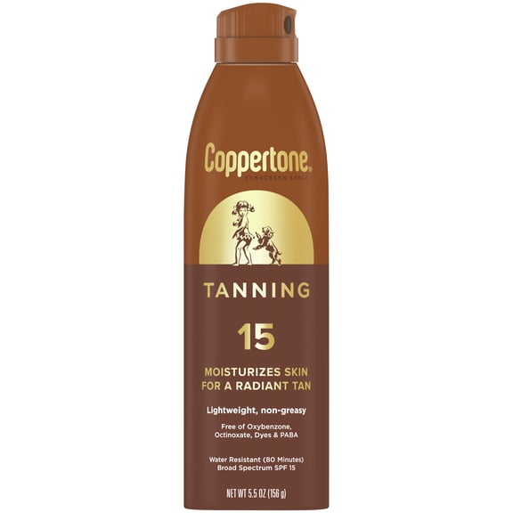 Coppertone Sunscreen Tanning Spray SPF15, 5.5 oz